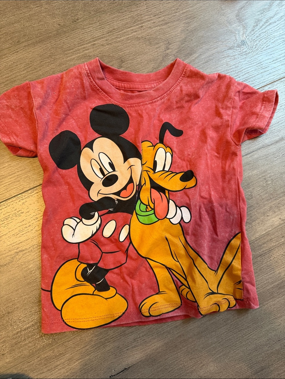Disney Kids Red Mickey & Pluto Graphic Short Sleeve Tee